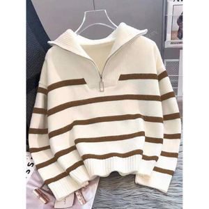 Women's Gray Cropped Pullover <b>Sweater</b> With Lantern Sleeve O-Neck Casual Solid Knit Autumn Wear 100% Acrylic Flat Knitted - Product Image 4