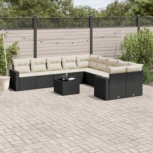 Conjunto de Sofás Modulares Grandes de Ratán PE Negro para Jardín, Muebles de Exterior Elegantes y Duraderos - Product Image 1