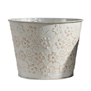 Flor en relieve diseño galvanizado maceta alta juego decorativo de 2 hogar balcón maceta decorativa y maceta - Product Image 5