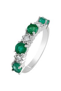 Diamond and <b>Emerald</b> <b>Ring</b> in 92.5 Sterling <b>Silver</b> KLSR-11110 - Product Image 3