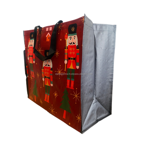 Haute visibilité imprimé personnalisé grand fourre-tout de Noël sacs à provisions femmes recyclable haute qualité PP tissé cadeau promotionnel - Product Image 5