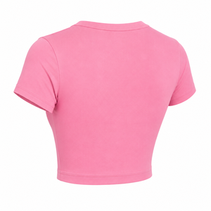 Camiseta Corta para Mujer, Cuello Redondo, Ecológica, 100% Algodón Jersey, Corte Ajustado, Estilo Minimalista, Blusa Informal de Verano para Hacer Ejercicio - Product Image 6
