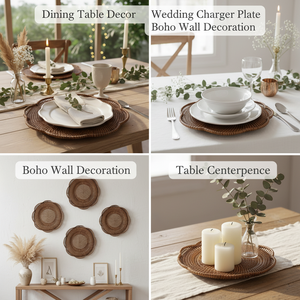 แผ่นรองจานหวายธรรมชาติแบบคลาสสิก ทนความร้อน เป็นมิตรกับสิ่งแวดล้อม งานสานมือ ขอบหยัก สำหรับตกแต่งโต๊ะงานแต่งงาน - Product Image 3