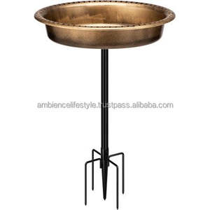 Bain d'oiseaux décoratif en métal, bassin d'eau pour oiseaux, décoration extérieure en fer, élégant et artistique, centre de table pour patio. - Product Image 2