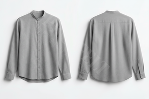 Camisas de Vestir Casuales de Manga Larga de Alta Calidad al por Mayor con Cuello Mao, Ligeras, de Color Liso y con Botones - Product Image 3