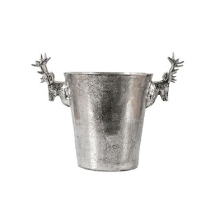 Enfriador de Vino de Aluminio Fundido con Acabado Plateado, Diseño Innovador, con Asa en Forma de Anillo, Cubitera para Champán, Enfriador de Cerveza para Fiestas - Product Image 4