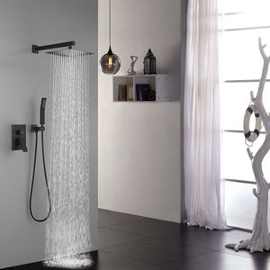 Sistema Doccia di Lusso da 10 Pollici con Miscelatore a Pioggia, Stile Contemporaneo a Doppia Maniglia, Set Completo da Parete per Bagno - Product Image 5