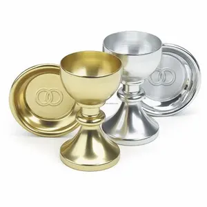 גביע כנסיית פליז עם גימור פולני מבריק צורה עגולה עיצוב מודרני באיכות אמיתית עם פטנט לשתייה