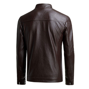 Vestes en cuir véritable pour hommes, style bomber, prix de gros, style classique, fermeture éclair intégrale, col rabattable, veste de moto pour homme - Product Image 2