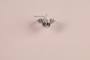 Pear Cut Diamond Engagement <b>Ring</b> , 10K,14K or 18K solid gold & <b>925</b> <b>Silver</b> Leb Grown Diamond igi Certified Classic Style - Product Image 4