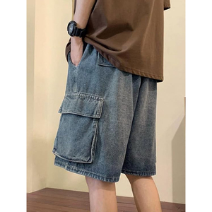 Pantalones Cortos de Mezclilla con Lavado Ácido OEM para Hombre y Mujer, Corte Holgado, Estilo Urbano Vintage, Logotipo Personalizado, Venta al Por Mayor - Product Image 3