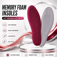 Semelles intérieures en mousse à mémoire de forme souple, fond rouge, fabrication solide et soignée, inserts de chaussures à coussinets doux