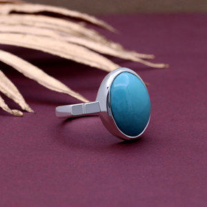 Natural <b>Turquoise</b> 925 Sterling Silver <b>Ring</b> Handmade Oval Cabochon Bezel Set Gemstone <b>Ring</b> for Women Wholesale Jewelry - Product Image 2