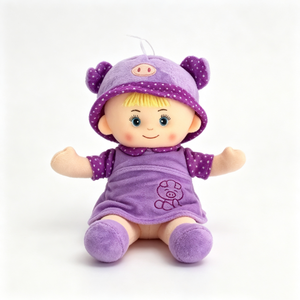 Muñeca de tela personalizada con cabello rubio, peluche de cerdo bordado de dibujos animados, muñeca de trapo de peluche para niñas para dormir. - Product Image 3