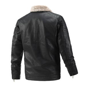 Blousons aviateurs personnalisés pour hommes, blousons de pilote en cuir d'agneau avec col en fourrure - Product Image 2