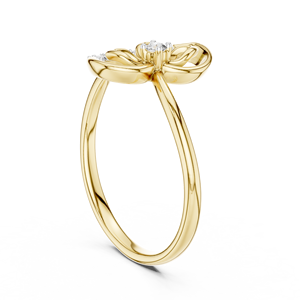 Anillo de Mujer con Diamante Cultivado en Laboratorio con Corte Único en Forma de Pétalo, Chapado en Rodio, Oro Amarillo Sólido de 18 Quilates, para Compromiso, Boda, Fiesta, San Valentín - Product Image 3