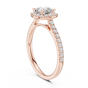 Rose Gold Cushion Cut Lab Grown Diamond Engagement Ring with Pavé Halo and Diamond Band, Elegant Bridal Wedding Jewelry Gift - Product Image 2