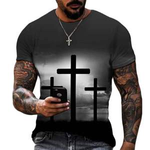 Camiseta Fitspi para Hombre con Estampado 3D de Dios, Religión, Cristo, Jesús y Cruz, Estilo Hip Hop, Holgada, de Manga Corta, Streetwear, Oversize, Vintage - Product Image 2