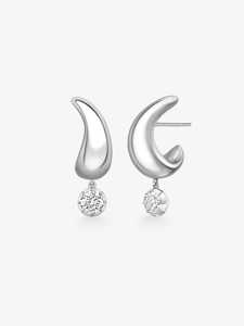 925 Sterling Silver Round Cut Lab Grown Diamond <b>Drop</b> Earring 2 Stone Prong Set Solitaire Push <b>Back</b> Hanging Dangle Pair Wholesale - Product Image 4