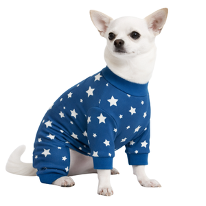 Dog <b>Pajamas</b> <b>Onesie</b> Stars Print Soft Stretch Pet Sleepwear Cozy Breathable All Season Nightwear For Small Medium Dogs Indoor Use - Product Image 3