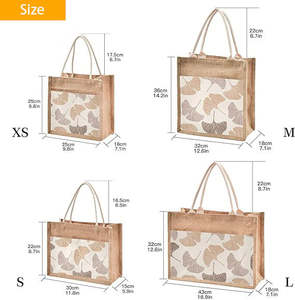 Sac à fermeture éclair en toile de jute naturelle avec logo personnalisé pour les achats promotionnels - Product Image 3