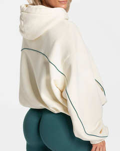 Sudadera con capucha de alta calidad, extragrande, con contraste de colores y ribetes, para mujer, transpirable, de algodón y forro polar, estilo urbano. - Product Image 2