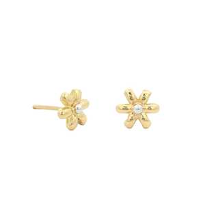 Pendientes Minimalistas con Pequeñas Flores, Delicados y Personalizados, de Oro Sólido de 14K y 18K, Pequeños y Elegantes para Uso Diario - Product Image 1
