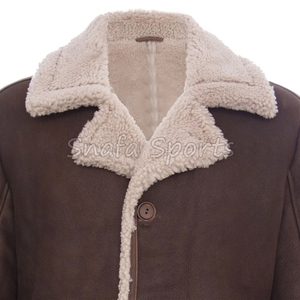Men Brown <b>Suede</b> Leather Trench Coat Luxury Shearling Faux Fur Lining Warm Winter Double Leather <b>Jackets</b> For Sale - Product Image 3
