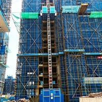 Ascenseur de chantier à fréquence variable, double cabine, pour passagers, capacité 2 tonnes