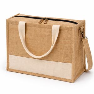 Eco Friendly Jute <b>Tote</b> <b>Bag</b> with Zipper Closure Custom Logo Reusable Shopping <b>Lunch</b> Storage <b>Bag</b> Large Capacity - Product Image 3