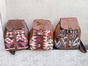Hot Selling Real Leather Handmade Jacquard Leather Backpack Rucksack Multi Uses Backpack Designer Women's Western Uses Backpack - Product Image 5