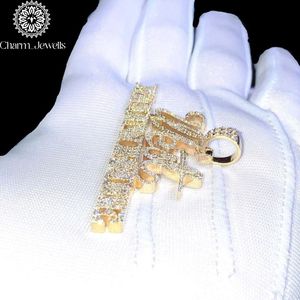 Charm_Jewells Pendentif Lettre en Argent 925 Plaqué Or 22 carats avec Moissanite Sertie Clos, Style Hiphop, Certifié IGI, Bijoux Unisexe - Product Image 6