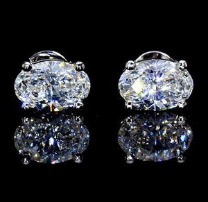 Boucles d'oreilles en diamant synthétique rond brillant de couleur E, certifiées IGI, en or massif 14 carats, bijoux de mariage vintage unisexe - Product Image 1