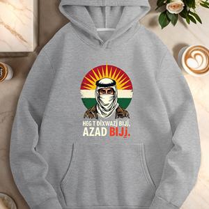 Sweat-shirt décontracté pour femme avec illustration culturelle kurde imprimée, sweat-shirt en tricot 100% polyester avec poches, vêtement d'automne - Product Image 5