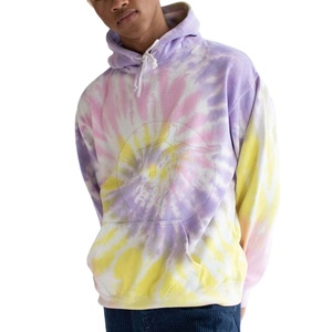 เสื้อฮู้ดแขนยาวผู้ชายคุณภาพสูงสั่งทำพิเศษ ลายมัดย้อม ผ้าฝ้ายฟลีซ 100% ใส่สบาย ระบายอากาศได้ดี มีกระเป๋า เหมาะสำหรับฤดูใบไม้ผลิ เป็นมิตรต่อสิ่งแวดล้อม ไซส์ใหญ่ - Product Image 1