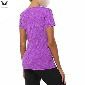 In Purple Color Good Selling <b>Top</b> Trendy Product Make Your Own <b>Plus</b> <b>Size</b> Breathable <b>Mesh</b> Gym Fitness Crop <b>Tops</b> Women Shirts - Product Image 3