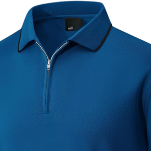 Men's <b>ROYAL</b> <b>blue</b> Quarter Zip Tipped Collar <b>Polo</b> Slit Hem Short Sleeve Casual Business Golf Breathable <b>Polo</b> T-<b>Shirt</b> - Product Image 2