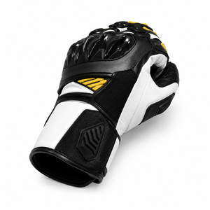 Gants de moto personnalisés blancs, noirs et jaunes avec protection rigide des articulations, antidérapants, équipement de conduite, protection des poignets pour usages multiples - Product Image 4