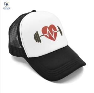 INDEX APPAREL Heart <b>Barbell</b> Trucker Cap 6-Panel <b>Adjustable</b> Unisex Mesh Casual Hat Breathable Sports Style - Product Image 1