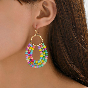 Pendientes de Gota de Agua con Cuentas Multicolores, Tejidos a Mano, Creativos y Modernos, de MD HANDICRAFTS - Product Image 3
