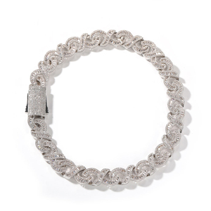 Dazzling 12MM <b>Iced</b> <b>Out</b> Infinity Necklace Baguette Diamond Hip Hop <b>Chain</b> Custom Size Gift for Her in Silver Moissanite Diamond - Product Image 5