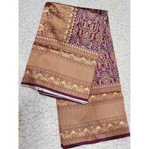 TRENDING BANARASI SOFT SILK ZARI WORK <b>SAREE</b> WITH UNSTITCHED BLOUSE <b>PURPLE</b> - Product Image 1