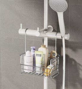Double Tier Stainless Steel Bathroom Storage <b>Rack</b> Chrome Plated Rectangular Standing Organizer for toiletries - Product Image 2