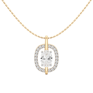 Collier pendentif ovale en diamant plaqué or 18 carats, bijoux fins de luxe pour femmes, chaîne en boîte - Product Image 1