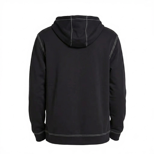 Custom Logo OEM Men Black <b>Hoodie</b> Embroidered Washed Contrast <b>Stitching</b> Fleece Pullover Streetwear Heavyweight <b>Oversized</b> Supplier - Product Image 4