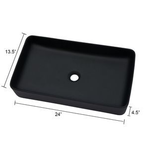 Lavabo da Bagno Rettangolare in Ceramica Nera 24x13.5 Pollici - Product Image 6