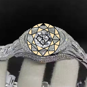 Reloj de Diamantes Completo Barato para Hombre y Mujer, Reloj de Pulsera de Cuarzo con Esfera Brillante, Reloj de Acero Inoxidable con Diamantes Completos para Hombre - Product Image 2