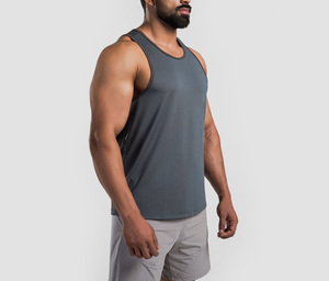 Camiseta sin Mangas de Verano, Color Sólido, Holgada, para Hombre y Mujer, con Logotipo Personalizado, de Algodón/Poliéster, Térmica, Transpirable, para Gimnasio - Product Image 1