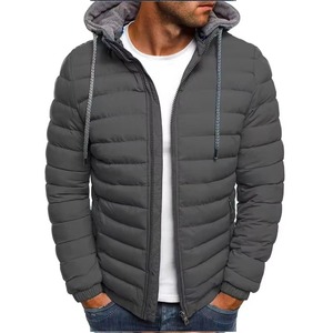 Custom Logo Fast Shipping Men's Winter Warm Puffer Coat Stand Outdoor Windbreaker Casual Hooded Zipper Bomber <b>Jacket</b> for Men - Product Image 4