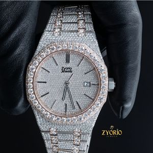 Reloj Octagonal con Incrustaciones de Moissanita para Hombre, Personalizado en Dos Tonos, Oro Rosa y Acero Inoxidable, con Diamantes Incrustados - Product Image 1